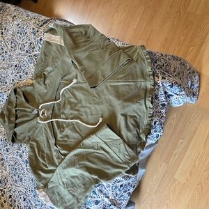 Olive Green Hooded Pullover